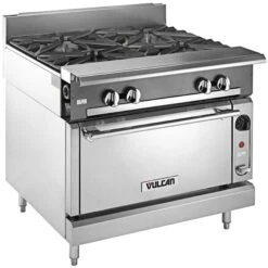 Vulcan V4B36S-NAT V Series Natural Gas 4 Burner 36in Heavy-Duty Range With Standard Oven - 182000 BTU