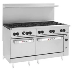 Wolf C60SS-10BN Challenger XL Series Nat Gas 60in Manual Range W 10 Burners 2Standard Ovens-358000 BTU