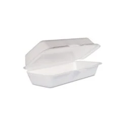 FOAM HOT DOG CONTAINER/HINGED LID, 7-1/1 X3-4/5X2-3/10, WHITE, 4PK