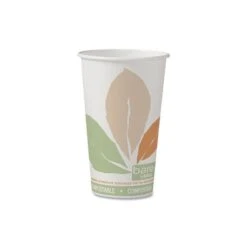 Bare By Solo Eco-Forward Pla Paper Hot Cups, Leaf Design, 16 Oz, 1000PK