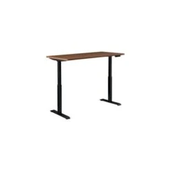 Interion Electric Height Adjustable Desk, 60"W X 30"D, Walnut W/ Black Base
