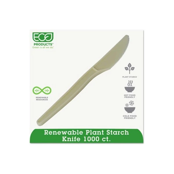 Eco-Products® HY-S001, Knife, Plantstarch (PSM), Cream, 1000/Carton 1 Eco-Products® HY-S001, Knife, Plantstarch (PSM), Cream, 1000/Carton