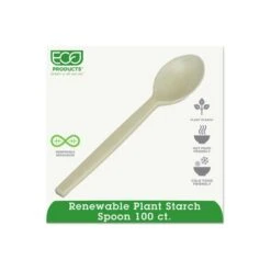 Eco-Products¬Æ, Teaspoon, Plantstarch (PSM), Cream, 50/Pack