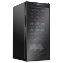 18-Bottle Compressor Freestanding Wine Cooler Refrigerator - Black