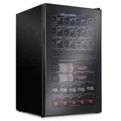 43-Bottle Dual Zone Compressor Freestanding Wine Cooler Refrigerator - Black