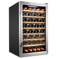 51-Bottle Compressor Freestanding Wine Cooler Refrigerator - Stainless Steel