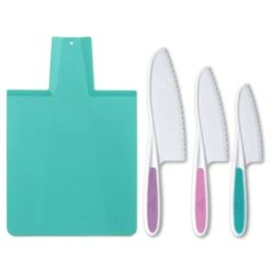 Tovla Jr Kids Kitchen Knife And Foldable Cutting Board Set Blue
