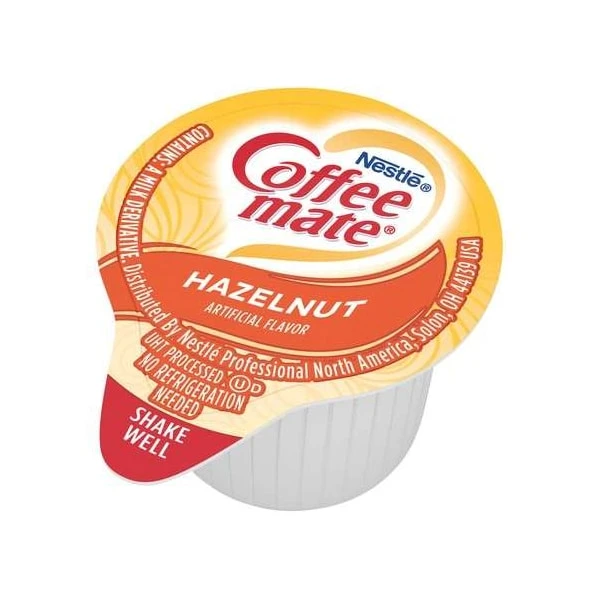 Coffee-Mate Hazelnut Single Serve Liquid Creamer .375 Oz., PK180 1 Coffee-Mate Hazelnut Single Serve Liquid Creamer .375 Oz., PK180
