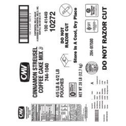 Cinnamon Streusel Coffee Cake Mix 7lbs Bag, PK4 -Zoro Tools Shop DOT20Foods 454902xx5xx20201002xx101923AMxxMKTHIGRES