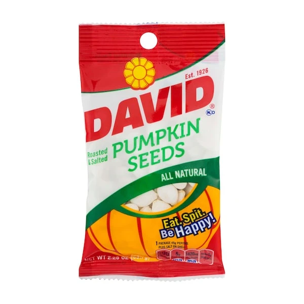 David Original Pumpkin Seeds 2.25 Oz., PK12 2 David Original Pumpkin Seeds 2.25 Oz., PK12 - Image 2
