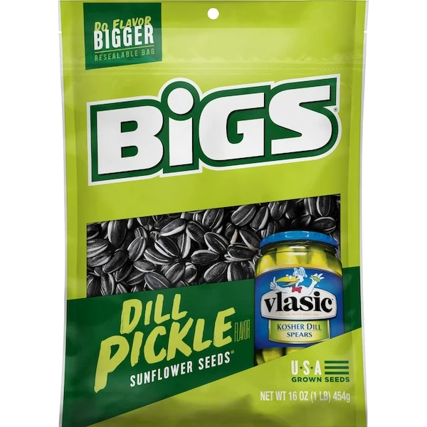 Bigs Vlasic Dill Pickle Sunflower Seeds 16 Oz., PK8 1 Bigs Vlasic Dill Pickle Sunflower Seeds 16 Oz., PK8