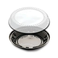 D & W Fine Pack 9" Black Pie Container With Clear Dome Lid, PK160