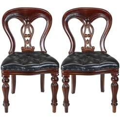 Simsbury Manor Tufted Leather Side Chair, PK 2