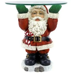 Santa Claus Sculptural Glass-Topped Holiday Table -Zoro Tools Shop Design20Toscano EU9285xx3