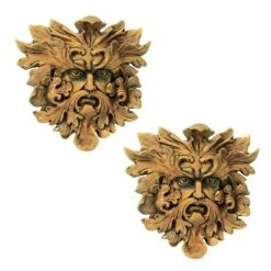 Oak King Greenman Wall Sculptures: Set Of Two