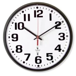 Atomic Movement Wall Clock, 12.75in, Bold Numbers, Black