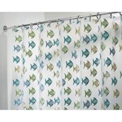 IDesign 72 In. H X 72 In. W Blue/Green Fish Shower Curtain Vinyl