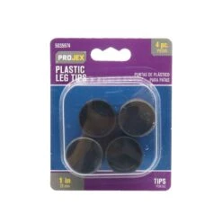 Plastic Leg Tip Black Round 1 In. W 4 Pk