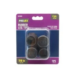 Rubber Leg Tip Black Round 7/8 In. W , 4PK