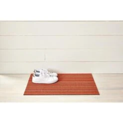 28 In. L X 18 In. W Orange Skinny Stripe Polyester/Vinyl Door Mat