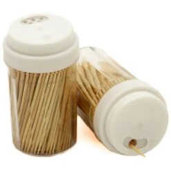 Chef Craft 5.5 In. W X 3-1/2 In. L Brown/Clear Plastic/Wood Toothpicks And Container 250 Oz