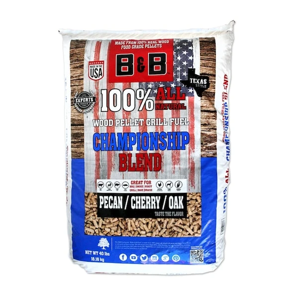 B&B Charcoal Championship Blend Hardwood Pellets All Natural Cherry/Oak/Pecan 40 Lb 1 B&B Charcoal Championship Blend Hardwood Pellets All Natural Cherry/Oak/Pecan 40 Lb