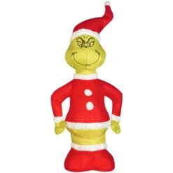 Dr. Seuss Gemmy Multicolored Airdorable Grinch In Santa Suit Table Top Decoration