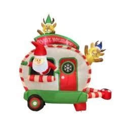 7.5 Ft. Holiday Camper W/ Santa Inflatable