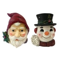 Alpine LED Multicolored Santa/Snowman Busts Indoor Christmas Decor