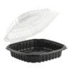 Microwavable Container, 46.5oz, 10.5x9.5x2.5, Clear/Blk, PK100