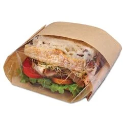 Dubl View Sandwich Bags, 2.35 Mil, 9.5" X 2.75", Natural Brown, PK500