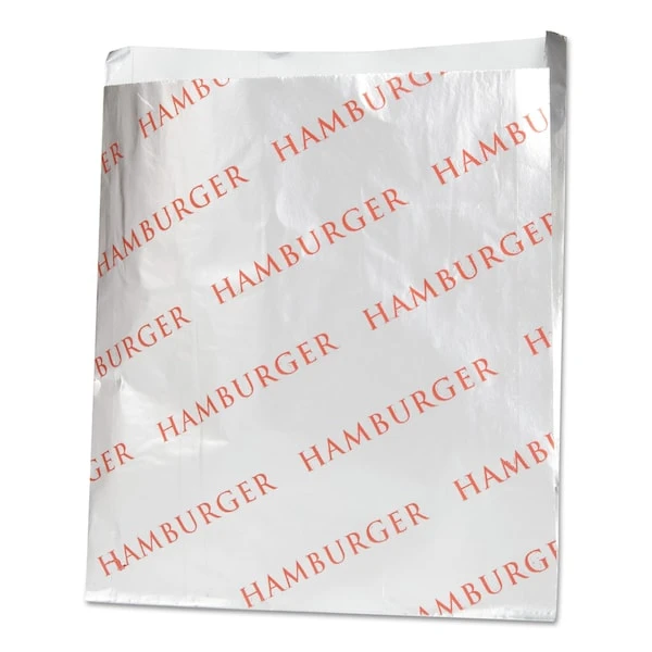 Foil Single-Serve Bags, 6" X 6.5", Silver, Hamburger Design, PK1000 PK 1 Foil Single-Serve Bags, 6" X 6.5", Silver, Hamburger Design, PK1000 PK