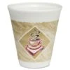 Café G Foam Hot/Cold Cups, 12oz, White W/Brown & Red, PK1000