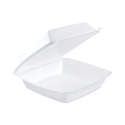 Insulated Foam Hinged Lid Containers, 1-Compartment, 7.9 X 8.4 X 3.3, White, PK400, 400PK