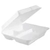 Foam Hinged Lid Container, 3-Comp, 9.3 X 9 1/2 X 3, White, PK200