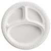 Heavyweight Plastic 3 Compartment Plates, 10 1/4" Dia, White, PK500