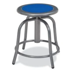 6800 Series Height Adj Metal Seat Stool, 18in.-24in. Seat Ht, Persian Blue Seat/Gray Base