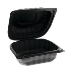 SmartLock Microwavable Hinged Lid Container, 5.75x5.95x3.1, Blk, PK400