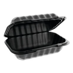 SmartLock Microwavable Hinged Lid Containers, 9 X 6 X 3.25, Blk, PK270