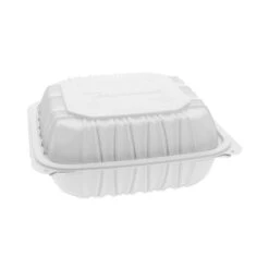Vented Microwavable Hinged-Lid Takeout Container, 3-Comp, White, PK146 PK