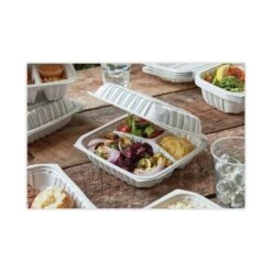 Vented Microwavable Hinged-Lid Takeout Container, 3-Comp, White, PK146 PK -Zoro Tools Shop Essendant20Inc PCTYCNW0853xx07xxd016ae