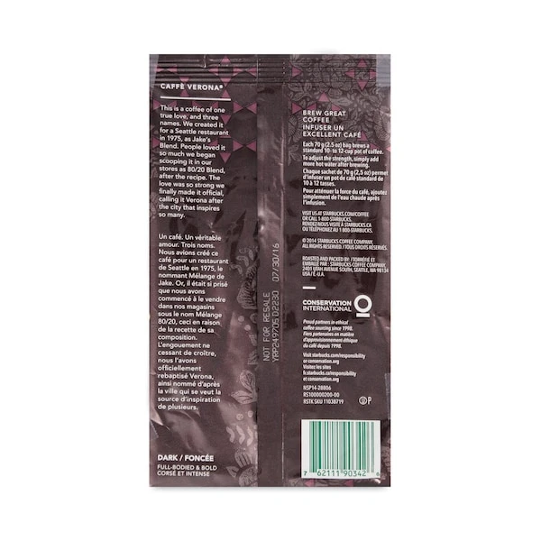Starbucks Coffee, Caffe Verona, 2.7 Oz Packet, PK72, 72PK 2 Starbucks Coffee, Caffe Verona, 2.7 Oz Packet, PK72, 72PK - Image 2