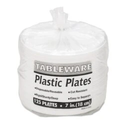 Plates, 7" Dia., White, PK125 7 Plates, 7" Dia., White, PK125 -Zoro Tools Shop Essendant20Inc TBL7644WHxx03xx500f72