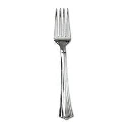 7" Plastic Disposable Fork, Silver, Heavy Weight, Pk600