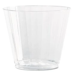 Classic Crystal Plastic Tumblers, 9 Oz., Clear, Fluted, Squat, PK240