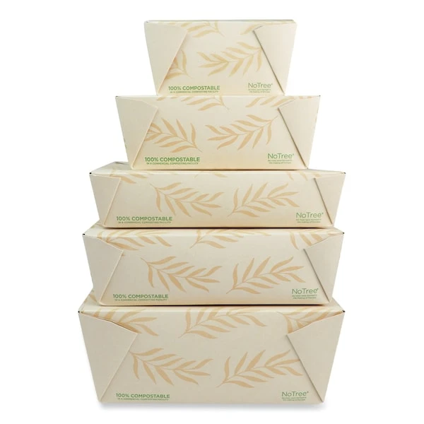 No Tree Folded Takeout Containers, 26 Oz, 4.2 X 5.2 X 2.5, Natural, Sugarcane, 450PK 3 No Tree Folded Takeout Containers, 26 Oz, 4.2 X 5.2 X 2.5, Natural, Sugarcane, 450PK - Image 3