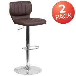 Brown Vinyl Adjust Ht Barstool, Vertical Stitch Back, Chrome Base, PK2 -Zoro Tools Shop Grainger 2xxCHxx132330xxBRNxxGGxxMULTIxxbd1327