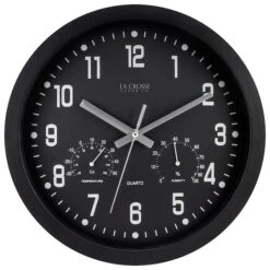 Wall Clock W Temp/Humidity, 12"
