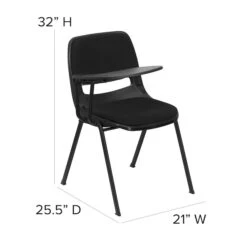 Right Handed Tablet Arm Chair, Plastic, Bk, 21" W, 25.5" L, 32" H, Black -Zoro Tools Shop Grainger RUTxxEO1xx01xxPADxxRTABxxGGxxDIMSxxe2d13d