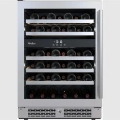 24 Inch Wide 45 Bottle Capacity Dual Zone Wine Cooler With Left Swing Door